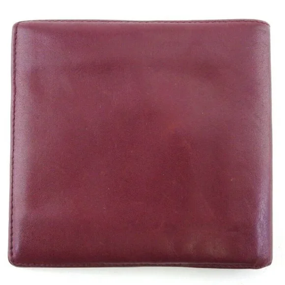 DIOR Two-folded wallet logo Bordeaux leather AUTH USED T20195